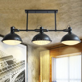 3 Light Retro Rustic Steel Pendant Light with Glass Shade