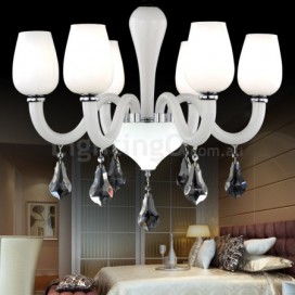 6 Light White Candle Style Crystal Chandelier