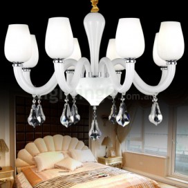 8 Light White Candle Style Crystal Chandelier