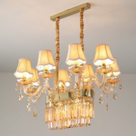 8 Light Gold Amber Candle Style Crystal Chandelier