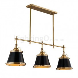 3 Light Retro Rustic Luxury Brass Pendant Light with Brass Shade