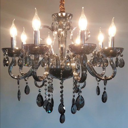 8 Light Gray Modern Candle Style Crystal Chandelier