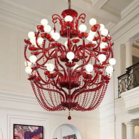 40 Light 40 Red Candle Style Crystal Chandelier