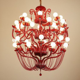 40 Light 40 Red Candle Style Crystal Chandelier