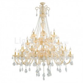 36 Light Champagne Candle Style Crystal Chandelier