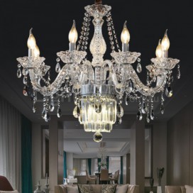 8 Light Silver Candle Style Crystal Chandelier