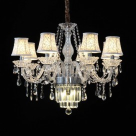 8 Light Silver Candle Style Crystal Chandelier