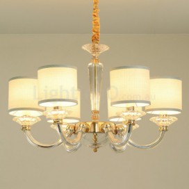 6 Light Gold Silver Clear Candle Style Crystal Chandelier