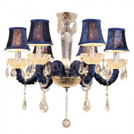 6 Light Blue Candle Style Crystal Chandelier