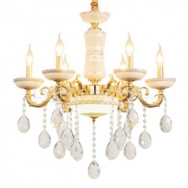 6 Light French Ceramics Gold Zinc Alloy Clear Chandelier
