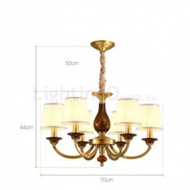 6 Light Retro Rustic Luxury Brass Chandelier with Glass Shade