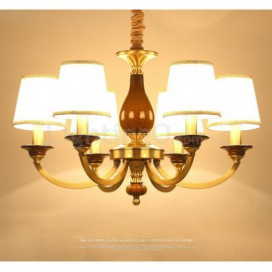 6 Light Retro Rustic Luxury Brass Chandelier with Glass Shade