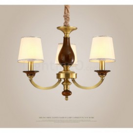 3 Light Retro Rustic Luxury Brass Chandelier with Glass Shade