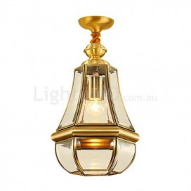 1 Light Retro Rustic Luxury Brass Chandelier with Glass Shade