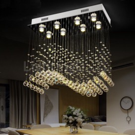 8 Light Wave Modern K9 Crystal Sparkle Luxury Rain Drop Chandelier