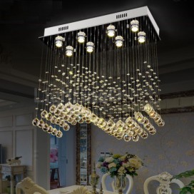 8 Light Wave Modern K9 Crystal Sparkle Luxury Rain Drop Chandelier