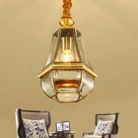 1 Light Retro Rustic Luxury Brass Chandelier with Glass Shade