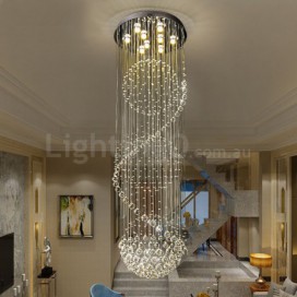 9 Light Spiral Three Spheres Modern K9 Crystal Sparkle Luxury Rain Drop Chandelier