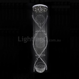 9 Light Double Spiral Three Sphere Modern K9 Crystal Sparkle Luxury Rain Drop Chandelier