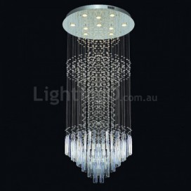 Round Modern K9 Crystal Sparkle Luxury Rain Drop Chandelier