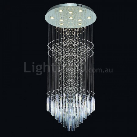 Round Modern K9 Crystal Sparkle Luxury Rain Drop Chandelier