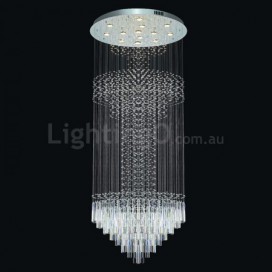 Round Modern K9 Crystal Sparkle Luxury Rain Drop Chandelier