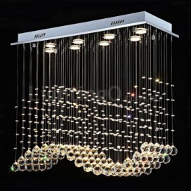 8 Light Wave Modern K9 Crystal Sparkle Luxury Rain Drop Chandelier