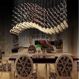 8 Light Wave Modern K9 Crystal Sparkle Luxury Rain Drop Chandelier