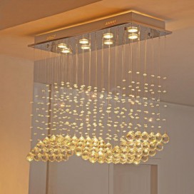 8 Light Wave Modern K9 Crystal Sparkle Luxury Rain Drop Chandelier