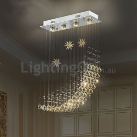 4 Light Modern K9 Crystal Sparkle Luxury Rain Drop Chandelier