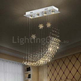 4 Light Modern K9 Crystal Sparkle Luxury Rain Drop Chandelier