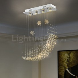 4 Light Modern K9 Crystal Sparkle Luxury Rain Drop Chandelier