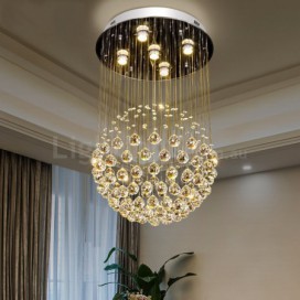 5 Light Ball Modern K9 Crystal Sparkle Luxury Rain Drop Chandelier