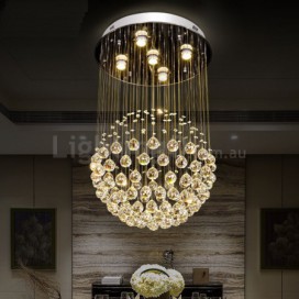 5 Light Ball Modern K9 Crystal Sparkle Luxury Rain Drop Chandelier