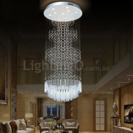 Round Modern K9 Crystal Sparkle Luxury Rain Drop Chandelier