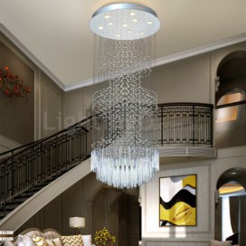 Round Modern K9 Crystal Sparkle Luxury Rain Drop Chandelier