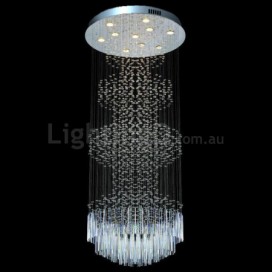 Round Modern K9 Crystal Sparkle Luxury Rain Drop Chandelier