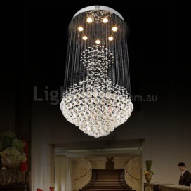 7 Light Round Modern K9 Crystal Sparkle Luxury Rain Drop Chandelier