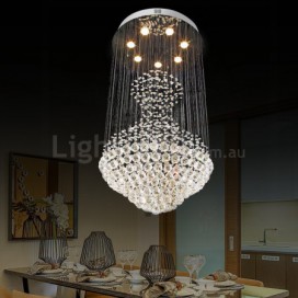 7 Light Round Modern K9 Crystal Sparkle Luxury Rain Drop Chandelier