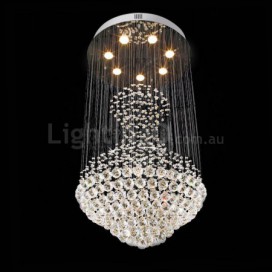 7 Light Round Modern K9 Crystal Sparkle Luxury Rain Drop Chandelier