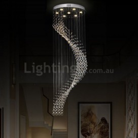 7 Light Spiral Modern K9 Crystal Sparkle Luxury Rain Drop Chandelier