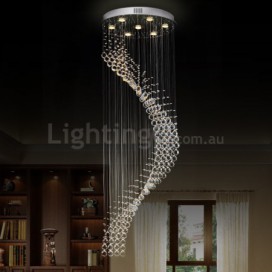 7 Light Spiral Modern K9 Crystal Sparkle Luxury Rain Drop Chandelier