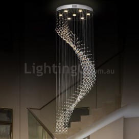 7 Light Spiral Modern K9 Crystal Sparkle Luxury Rain Drop Chandelier