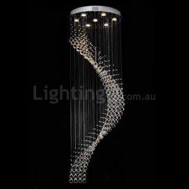 7 Light Spiral Modern K9 Crystal Sparkle Luxury Rain Drop Chandelier