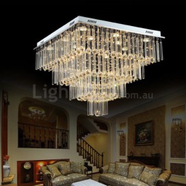 Square Modern K9 Crystal Sparkle Luxury Rain Drop Chandelier