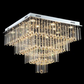 Square Modern K9 Crystal Sparkle Luxury Rain Drop Chandelier