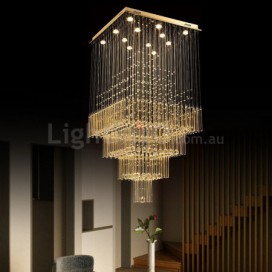 Square Modern K9 Crystal Sparkle Luxury Rain Drop Chandelier