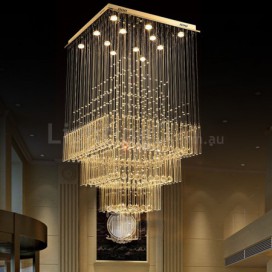 Square Modern K9 Crystal Sparkle Luxury Rain Drop Chandelier