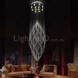 12 Light Spiral Modern K9 Crystal Sparkle Luxury Rain Drop Chandelier