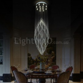 12 Light Spiral Modern K9 Crystal Sparkle Luxury Rain Drop Chandelier